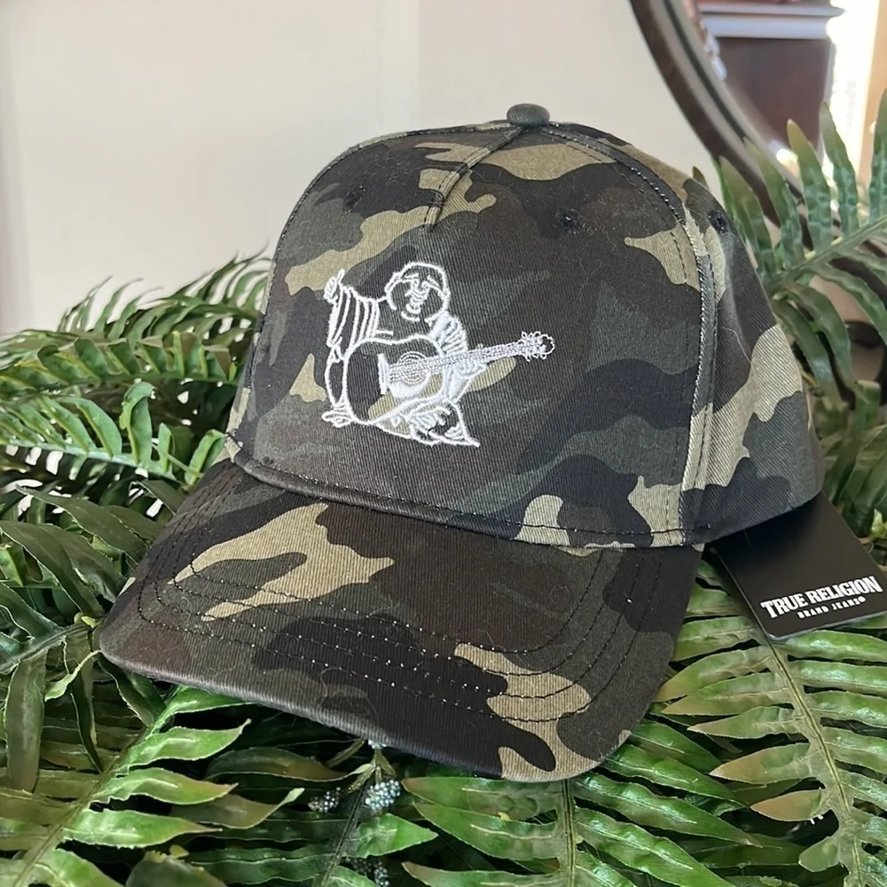 Brand New True Religion Camo Buddha Adjustable Snap Baseball Cap Embroidered Hat